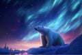 polar bear night aurora borealis Royalty Free Stock Photo