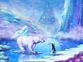 The Polar Bear and Penguin with Fantastic, Realistic and Futuristic Style