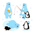 Polar bear and penguin - flat design style characters Royalty Free Stock Photo