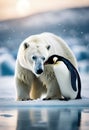 Polar Bear And Penguin Friends