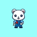 Polar Bear Plumber Cute Creative Kawaii Cartoon Mascot Logo