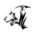 Polar bear profile head black and white vector outline Royalty Free Stock Photo