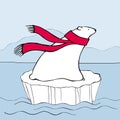 Polar bear in red scarf