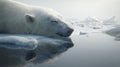 Peaceful Polar Bear Resting on Ice. Royalty Free Stock Photo