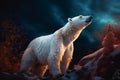 Polar bear rock night. Generate Ai Royalty Free Stock Photo