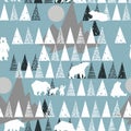 Polar bear seamless pattern. winter wild nature background