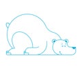 Polar bear sleep isolated. Arctic Wild beast sleep. Vector illus