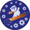 Polar Bear on a snowboard. Winter sport. Royalty Free Stock Photo