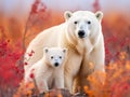 Ai Generated illustration Wildlife Concept of Polar bear sow and cub Royalty Free Stock Photo