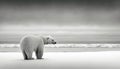 Polar bear standing lonely on ice floe created by generative AI