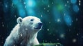 A polar bear is standing on a rock in the snow, AI Royalty Free Stock Photo