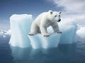 Polar bear is standing on a small melting iceberg Royalty Free Stock Photo