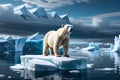 A Polar Bear Stranded on a Shrinking Iceberg in the Middle of Deep Blue Arctic Waters: Embodying the Climate Crisis Royalty Free Stock Photo