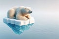 A polar bear swimming on an ice floe. Space for text. Royalty Free Stock Photo