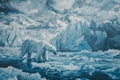 Polar Bear Swimming in Melting Glacier. Generative AI