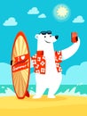 Polar bear take selfie at the beach