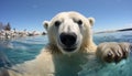 polar bear takes a selfie on an ice floor Royalty Free Stock Photo