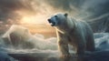 Polar bear threatened by climate change, global warming and ice melting