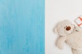 polar bear toy on a white blue background Royalty Free Stock Photo