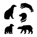 Polar bear vector silhouettes Royalty Free Stock Photo