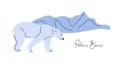 Polar Bear walking and looking down and searches for something. Bear on ice floe. Predator, Wildlife conservation. Flat Vector Royalty Free Stock Photo