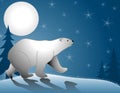 Polar Bear Walking Moonlight