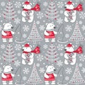 Polar bears Christmas seamless pattern Royalty Free Stock Photo