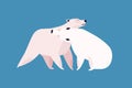 Polar bears couple flat vector illustration. Animal family embrace, love and fondness, tenderness and affection concept