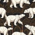 Polar Bears and Gothic Architecture Pattern Royalty Free Stock Photo