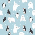 Polar bears with penguins saemless pattern