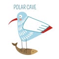 Polar cave, bird flying away with fish in claws