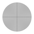 Polar coordinate circular grid isolated on white background. 360 degrees scale. Blank polar graph paper. Vector