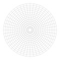Polar coordinate circular grid isolated on white background. 360 degrees scale. Blank polar graph paper. Vector