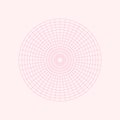 Polar coordinate circular grid isolated on white background. 360 degrees scale. Blank polar graph paper. Vector