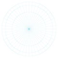 Polar coordinate circular grid isolated on white background. 360 degrees scale. Blank polar graph paper. Vector