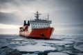 Polar Exploration Ship With Icebreaker Hull. Generative AI Royalty Free Stock Photo