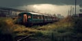 polar express Steam train with smoking locomotive among-winter enters olden tunnel