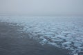 Polar ice cap and the edge of the frozen land around the North Pole