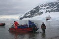 Polar landing boat returning tourists to cruise ship