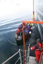 Polar landing boat returning tourists to cruise ship