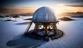 Polar scientific research base in the Antarctic - global warming research from ice cap readings concept Royalty Free Stock Photo