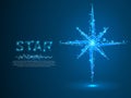 Polar Volumetric star with eight rays. Polygonal space low poly with connecting dots and lines. wireframe. Vector