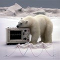Polar bear with oscilloscope. Generative AI