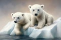 Polarbear babies on ice