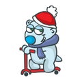 Polarbear with scooter cartoon design