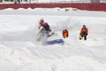 Polaris Red & Black Snowmobile Jumping