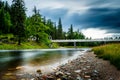 Polarised and long exposure landscape of river dee in Braemar Royalty Free Stock Photo