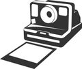 Polaroid camera icon with a photo. Vector illustration.