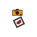 polaroid, camera line icon. Elements of valentines day illustration icons. Signs, symbols can be used for web, logo Royalty Free Stock Photo