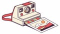 Polaroid camera printing photo, retro photography and memories vector design Generative AI